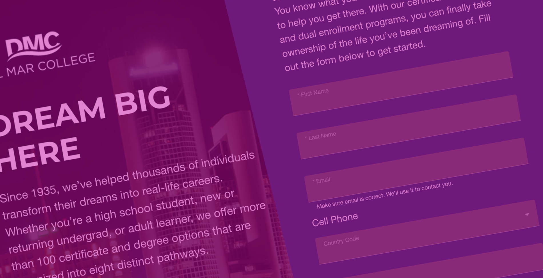 Closeup of the Info page for requesting information