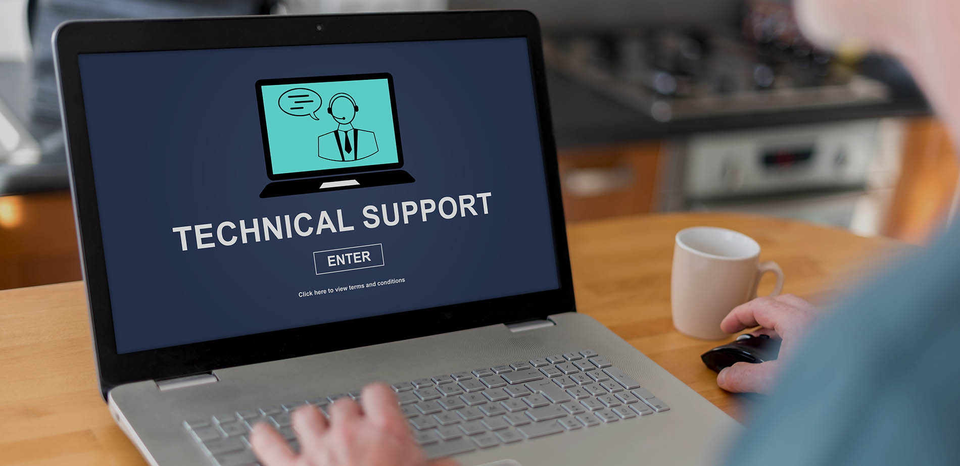 Laptop screen showing Technical Support